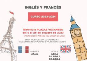Ampliar información de Hasta el 25 de octubre, matrícula extrarordinaria en plazas vacantes de la Escuela Oficial de Idiomas en Arnedo