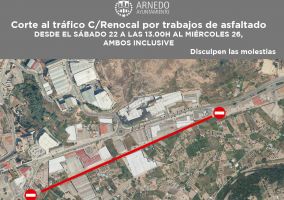 Ampliar información de Corte de la calle Renocal entre el 23 y el 26 de octubre por trabajos de asfaltado