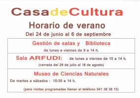 Ampliar información de HORARIO DE VERANO DE LA CASA DE CULTURA